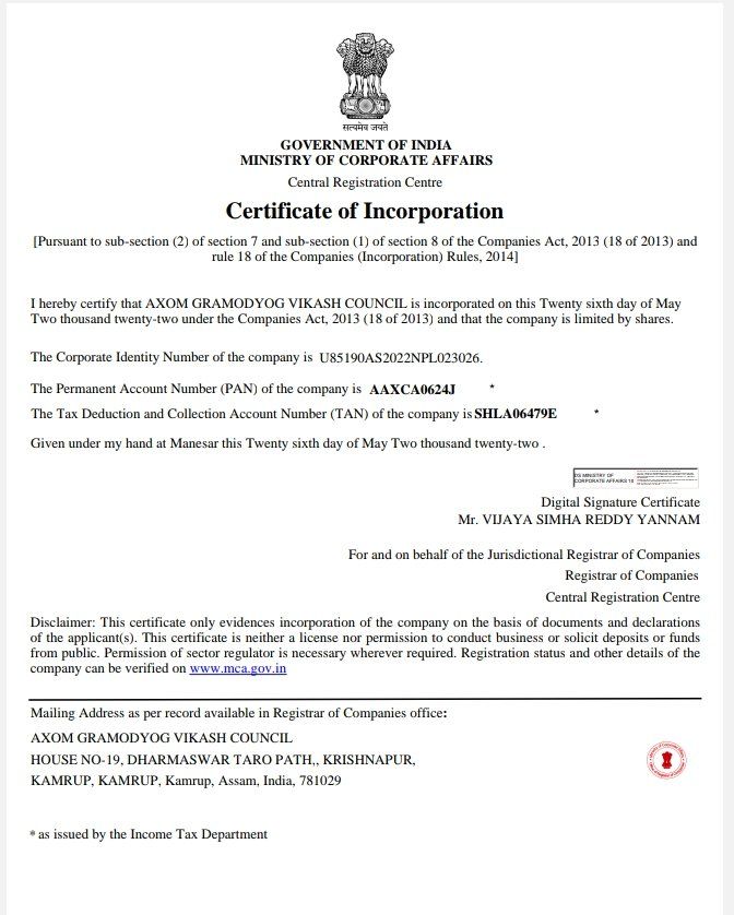REGISTRATION CERTIFICATE